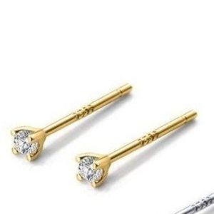 Tiny CZ Stud Earrings/Solid 925 Silver - Gold ECZ002 SS080